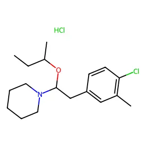Piperidine, 1-(beta-butoxy-4-chloro-3-methylphenethyl)-, hydrochloride structure