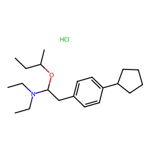 Phenethylamine, beta-butoxy-p-cyclopentyl-N,N-diethyl-, hydrochloride structure