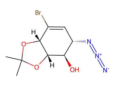 [3aS-(3aalpha,4alpha,5beta,7aalpha)]-5-Azido-7-bromo-3a,4,5,7a-tetrahydro-2,2-dimethyl-1,3-benzodioxol-4-ol structure