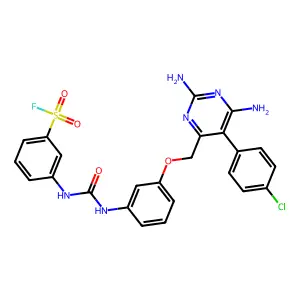 3-[[3-[[2,6-diamino-5-(4-chlorophenyl)pyrimidin-4-yl]methoxy]phenyl]carbamoylamino]benzenesulfonyl fluoride structure