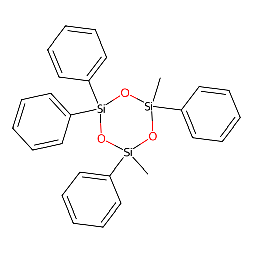 2,4-Dimethyl-2,4,6,6-tetraphenyl-[1,3,5,2,4,6]cyclotrisiloxane structure