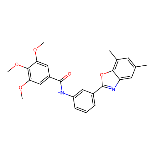 N-[3-(5,7-dimethyl-1,3-benzoxazol-2-yl)phenyl]-3,4,5-trimethoxybenzamide structure
