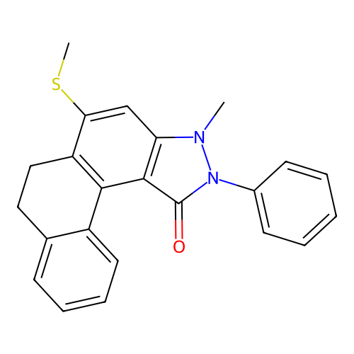 3-Methyl-5-methylsulfanyl-2-phenyl-6,7-dihydronaphtho[1,2-e]indazol-1-one structure