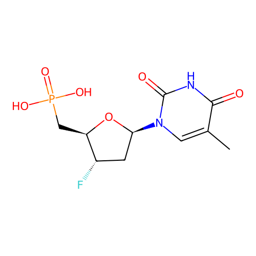 3'-Fluoro-3',5'-dideoxythymidine-5'-phosphonic acid structure