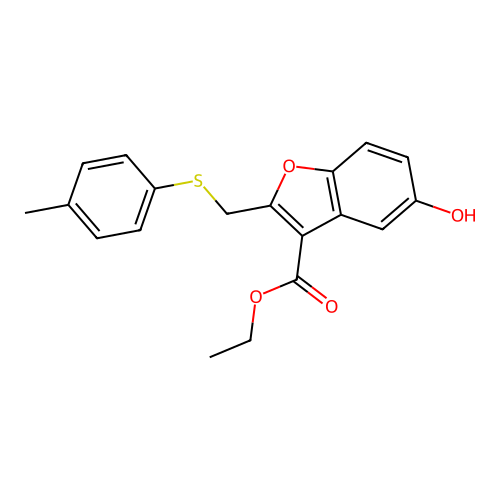ethyl 5-hydroxy-2-[(4-methylphenyl)sulfanylmethyl]-1-benzofuran-3-carboxylate structure