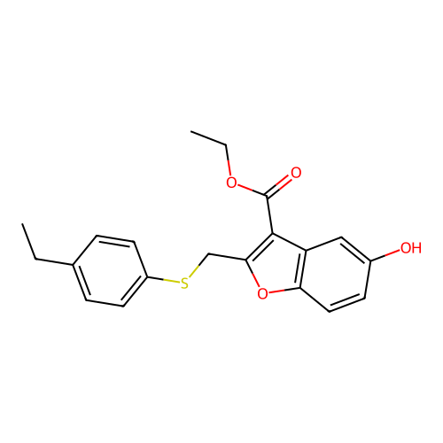 Ethyl 2-{[(4-ethylphenyl)sulfanyl]methyl}-5-hydroxy-1-benzofuran-3-carboxylate structure