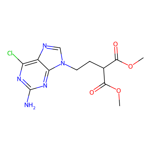 1,3-Dimethyl 2-[2-(2-amino-6-chloro-9H-purin-9-yl)ethyl]propanedioate structure