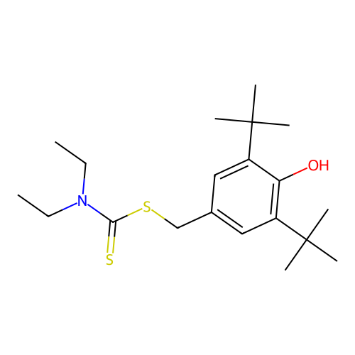 3,5-Di-tert-butyl-4-hydroxybenzyl diethylcarbamodithioate structure
