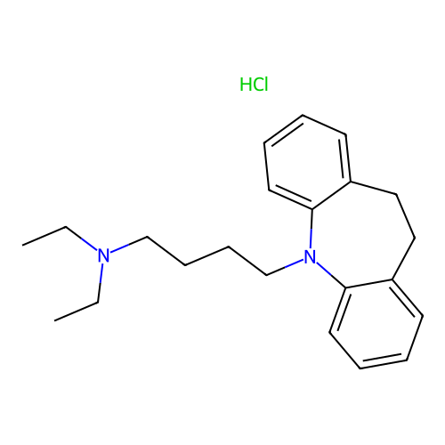4-(10,11-dihydro-5H-dibenzo[b,f]azepin-5-yl)-N,N-diethylbutan-1-amine hydrochloride structure