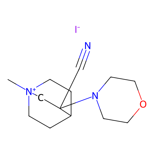 3-Cyano-1-methyl-3-morpholinoquinuclidin-1-ium iodide structure