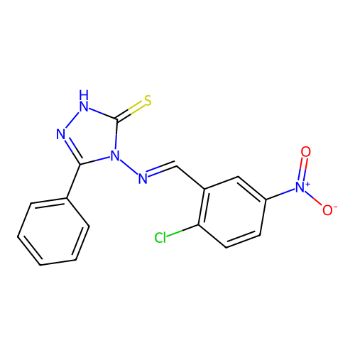 (E)-4-((2-chloro-5-nitrobenzylidene)amino)-5-phenyl-4H-1,2,4-triazole-3-thiol structure