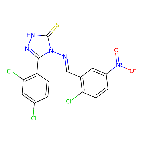 4-[(2-chloro-5-nitrobenzylidene)amino]-5-(2,4-dichlorophenyl)-4H-1,2,4-triazole-3-thiol structure