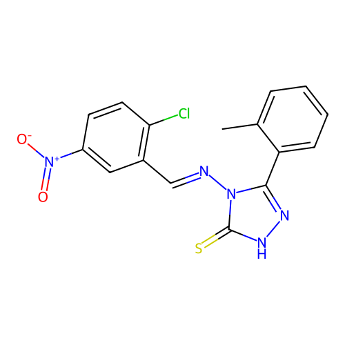 (E)-4-((2-chloro-5-nitrobenzylidene)amino)-5-(o-tolyl)-4H-1,2,4-triazole-3-thiol structure