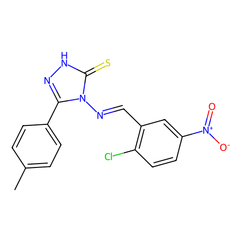 (E)-4-((2-chloro-5-nitrobenzylidene)amino)-5-(p-tolyl)-4H-1,2,4-triazole-3-thiol structure