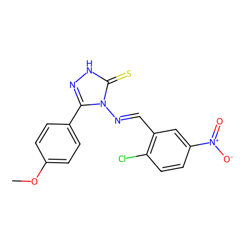 (E)-4-((2-chloro-5-nitrobenzylidene)amino)-5-(4-methoxyphenyl)-4H-1,2,4-triazole-3-thiol structure