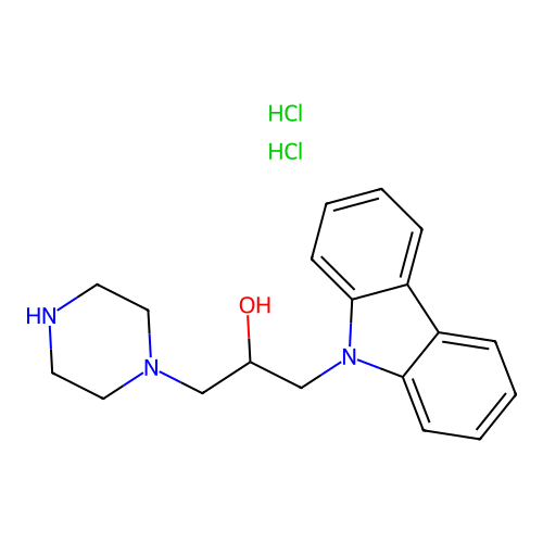 1-(9H-carbazol-9-yl)-3-(piperazin-1-yl)propan-2-ol dihydrochloride structure