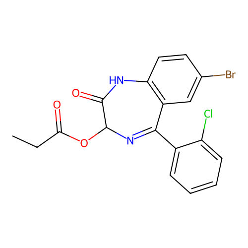 7-bromo-5-(2-chlorophenyl)-2-hydroxy-3H-1,4-benzodiazepin-3-yl propanoate structure