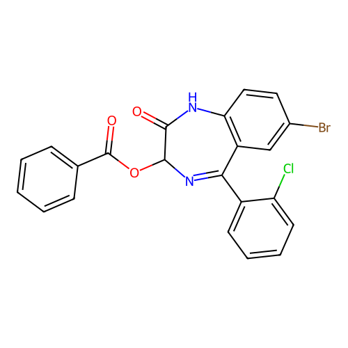 7-bromo-5-(2-chlorophenyl)-2-hydroxy-3H-1,4-benzodiazepin-3-yl benzoate structure