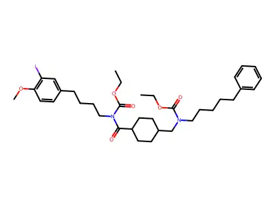 Carbamic acid, ((4-(((ethoxycarbonyl)(4-(3-iodo-4-methoxyphenyl)butyl)amino)carbonyl)cyclohexyl)methyl)(5-phenylpentyl)-, ethyl ester structure