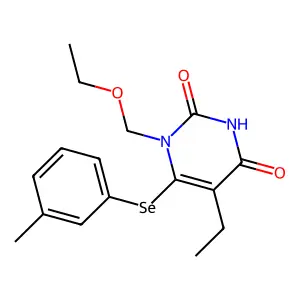 2,4(1H,3H)-Pyrimidinedione, 1-(ethoxymethyl)-5-ethyl-6-((3-methylphenyl)seleno)- structure