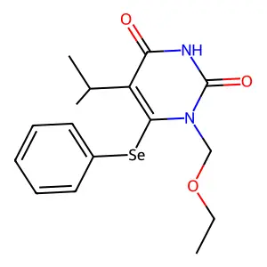 2,4(1H,3H)-Pyrimidinedione, 1-(ethoxymethyl)-5-(1-methylethyl)-6-(phenylseleno)- structure
