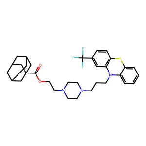 2-[4-[3-[2-(trifluoromethyl)phenothiazin-10-yl]propyl]piperazin-1-yl]ethyl adamantane-1-carboxylate structure