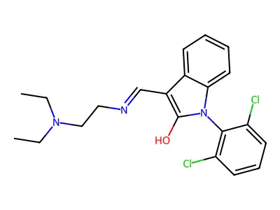 (Z)-1-(2',6'-Dichlorophenyl)-3-(beta-diethylaminoethyl)aminomethylene-2-indolinone structure
