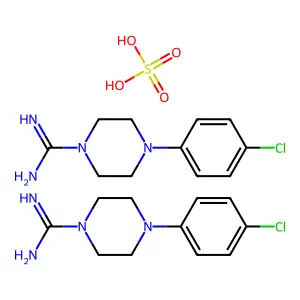 1-Piperazinecarboxamidine, 4-(p-chlorophenyl)-, hemisulfate structure