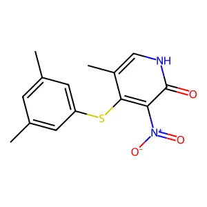 2(1H)-Pyridinone, 4-((3,5-dimethylphenyl)thio)-5-methyl-3-nitro- structure