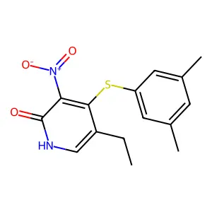 2(1H)-Pyridinone, 4-((3,5-dimethylphenyl)thio)-5-ethyl-3-nitro- structure