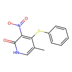 2(1H)-Pyridinone, 5-methyl-3-nitro-4-(phenylthio)- structure