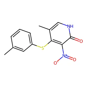2(1H)-Pyridinone, 5-methyl-4-((3-methylphenyl)thio)-3-nitro- structure