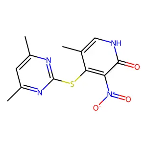 2(1H)-Pyridinone, 4-((4,6-dimethyl-2-pyrimidinyl)thio)-5-methyl-3-nitro- structure