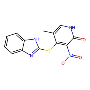 2(1H)-Pyridinone, 4-(1H-benzimidazol-2-ylthio)-5-methyl-3-nitro- structure