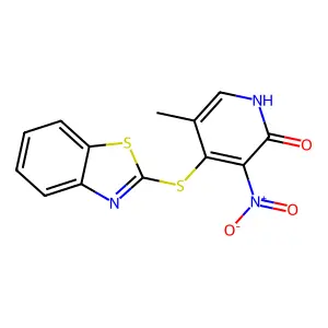 2(1H)-Pyridinone, 4-(2-benzothiazolylthio)-5-methyl-3-nitro- structure