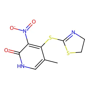 2(1H)-Pyridinone, 4-((4,5-dihydro-2-thiazolyl)thio)-5-methyl-3-nitro- structure