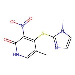 2(1H)-Pyridinone, 5-methyl-4-((1-methyl-1H-imidazol-2-yl)thio)-3-nitro- structure