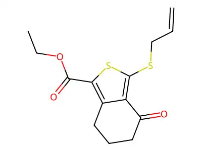 Ethyl 3-(allylthio)-4-oxo-4,5,6,7-tetrahydrobenzo[c]thiophene-1-carboxylate structure