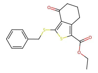 Ethyl 3-(benzylthio)-4-oxo-4,5,6,7-tetrahydrobenzo[c]thiophene-1-carboxylate structure