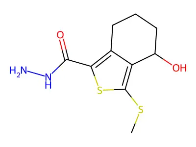4-Hydroxy-3-methylsulfanyl-4,5,6,7-tetrahydro-2-benzothiophene-1-carbohydrazide structure