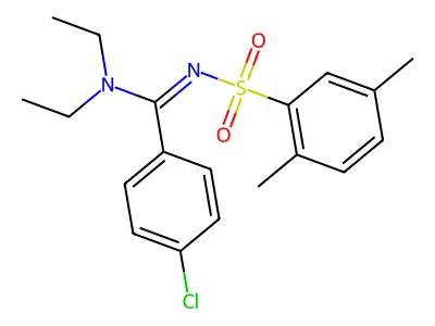 4-chloro-N'-(2,5-dimethylphenyl)sulfonyl-N,N-diethylbenzenecarboximidamide structure