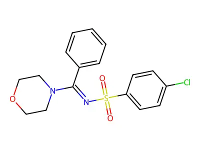 4-chloro-N-[morpholin-4-yl(phenyl)methylidene]benzenesulfonamide structure