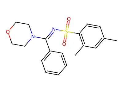 [(E)-morpholinophenylmethyleneamino](oxo)-2,4-xylyl-lambda-sulfaniumolate structure