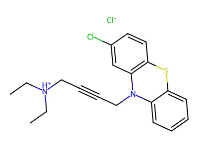 4-(2-chloro-10H-phenothiazin-10-yl)-N,N-diethylbut-2-yn-1-amine hydrochloride structure
