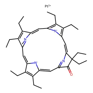 2,3,7,7,12,13,17,18-Octaethyl-8-oxo-7,8-dihydro-21H,23H-porphine platinum (II) structure