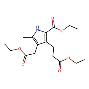 Ethyl 4-(2-ethoxy-2-oxoethyl)-3-(3-ethoxy-3-oxopropyl)-5-methyl-1H-pyrrole-2-carboxylate structure