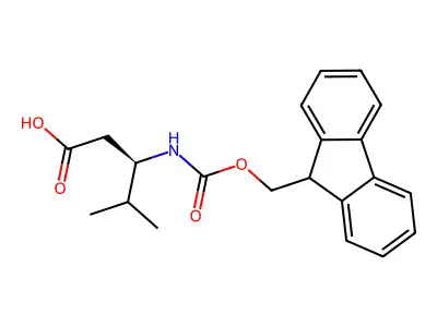 (R)-3-((((9H-Fluoren-9-yl)methoxy)carbonyl)amino)-4-methylpentanoic acid structure