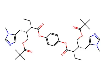 1H-Imidazole-5-butanoic acid, beta-((2,2-dimethyl-1-oxopropoxy)methyl)-alpha-ethyl-1-methyl-, 1,4-phenylene ester, (alphaS-(alphaR*(alphaR*,betaS*),betaS*))- structure
