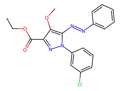 Ethyl 1-(3-chlorophenyl)-4-methoxy-5-(phenylazo)-1H-pyrazole-3-carboxylate structure