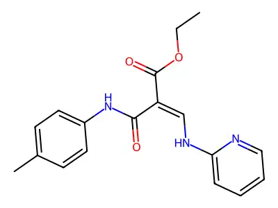 Ethyl (E)-2-(((4-methylphenyl)amino)carbonyl)-3-(2-pyridinylamino)-2-propenoate structure